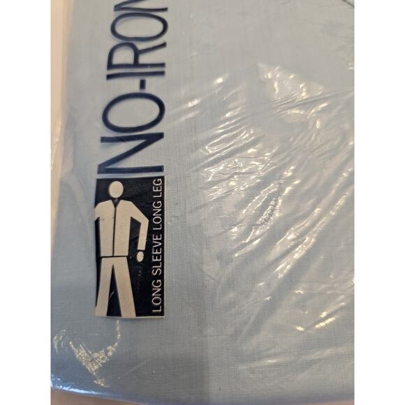 Mens VTG Unused Med Long Andhurst Blue Navy Pajamas Long Sleeve Poly /Cotton NOS - Picture 5 of 7